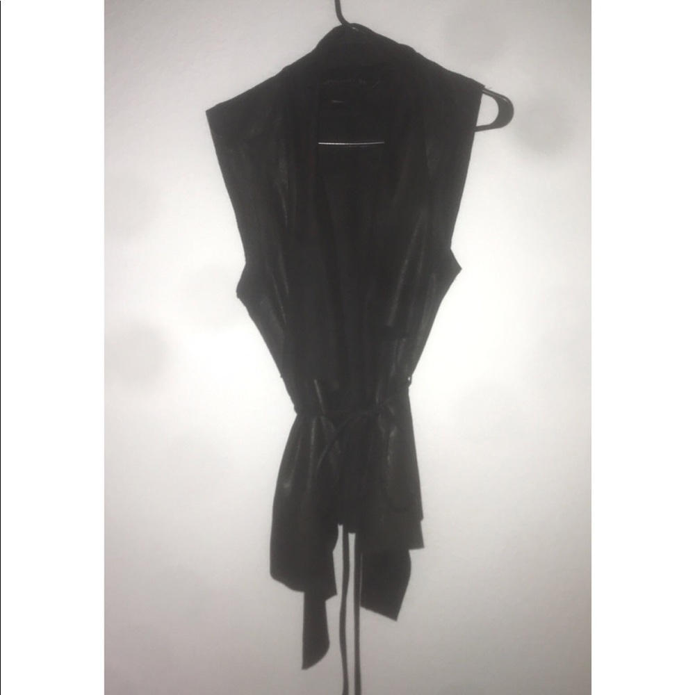 Zara Black Faux Leather Sleeveless Vest / Suede